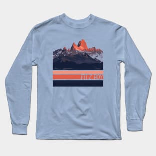 Fitz Roy Mountain Illustration Long Sleeve T-Shirt